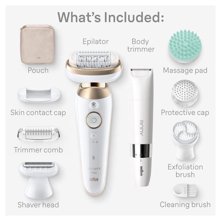 Braun Silk-epil 9 Flex SkinSpa Epilator, 360 Flex, Wet & Dry