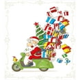 thumbnail image 3 of Ambesonne Christmas Duvet Cover Set, Santa on Motorbike, Queen, White Green and Red, 3 of 3
