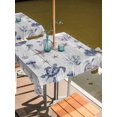 thumbnail image 2 of Outdoor Table Cloth with Umbrella Hole and Zipper, Vintage Coastal Waterproof Square Tablecloth 54"x54", Nautical Summer Beach Sea Turtle Starfish Washable Table Cover for Outside Party Patio Picnic, 2 of 8