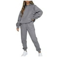 thumbnail image 2 of felwors Womens 2 Piece Outfits Lounge Hoodie Sweatsuit Sets Oversized Sweatshirt Baggy Fall Fashion Sweatpants with Pockets GY1, XL, 2 of 4