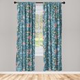 thumbnail image 3 of Ambesonne Floral Curtains, Garden Scene Flowers Leaves, Pair of 28"x84", Pale Salmon and Sea Blue, 3 of 5