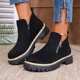 thumbnail image 3 of EKVAHL Orthopedic Platform Chelsea Booties for Women, Lug Sole Arch Support Slip On Short Boots, Side Zipper Retro Daily Outdoor Walking Boots Black, 3 of 6