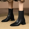 thumbnail image 2 of NECHOLOGY Botas Mujer Adulto Femenino Zapatos Botines para mujer Botines de de otoño e invierno para mujer, tacón grueso, tacón medio, Color sólido, cremallera lateral, cómodos (Black, 7.5), 2 of 7