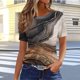 thumbnail image 4 of Tops de Cuello Redondo para las Mujeres de Manga Corta Impresa Casual, Camiseta de Moda para Uso Diario Y de Fiesta, 4 of 5