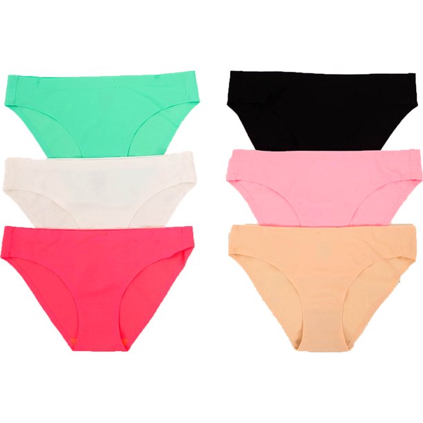 Sofra Sofra 6 Pack of Women's Laser Cut No Show Bikini Panties