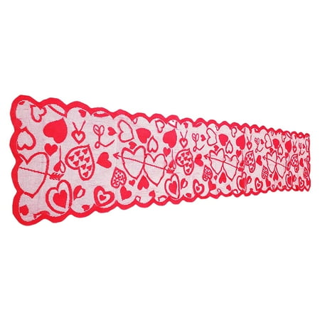 

Elenxs Table Runner Festival Heart Decoration Tablecloth Washable DIY Craft Polyester Decor Placemat Set 33x183cm Restaurant