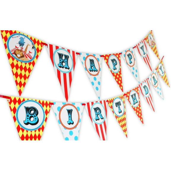 Big Top Circus Happy Birthday Banner Pennant