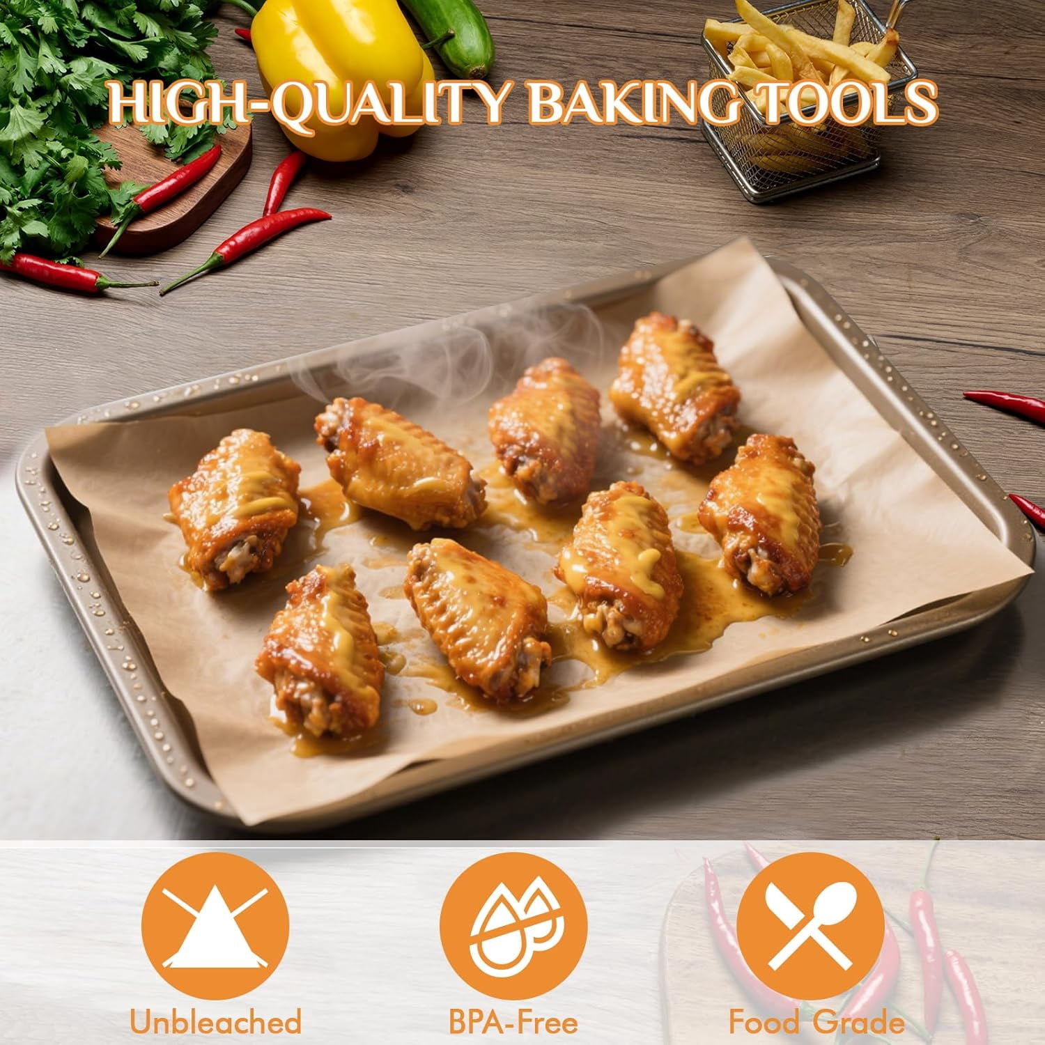 200 Pcs Parchment Paper Sheets, 12 x 16 Inch Precut Non-Stick Baking Parchment for Oven, Grilling, Steaming, Air Fryer, and Half Sheet Pans