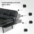 thumbnail image 5 of Futon Sofa Bed With Adjustable Backrests Sleeper Couch With Adjustable Armrests Convertible Sofa Couch Bed For Small Space Apartment Living Room Black, 5 of 8