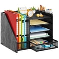 thumbnail image 1 of Organizador de escritorio Marbrasse para cartas de papel de 5 niveles con cajón de madera, 1 of 7