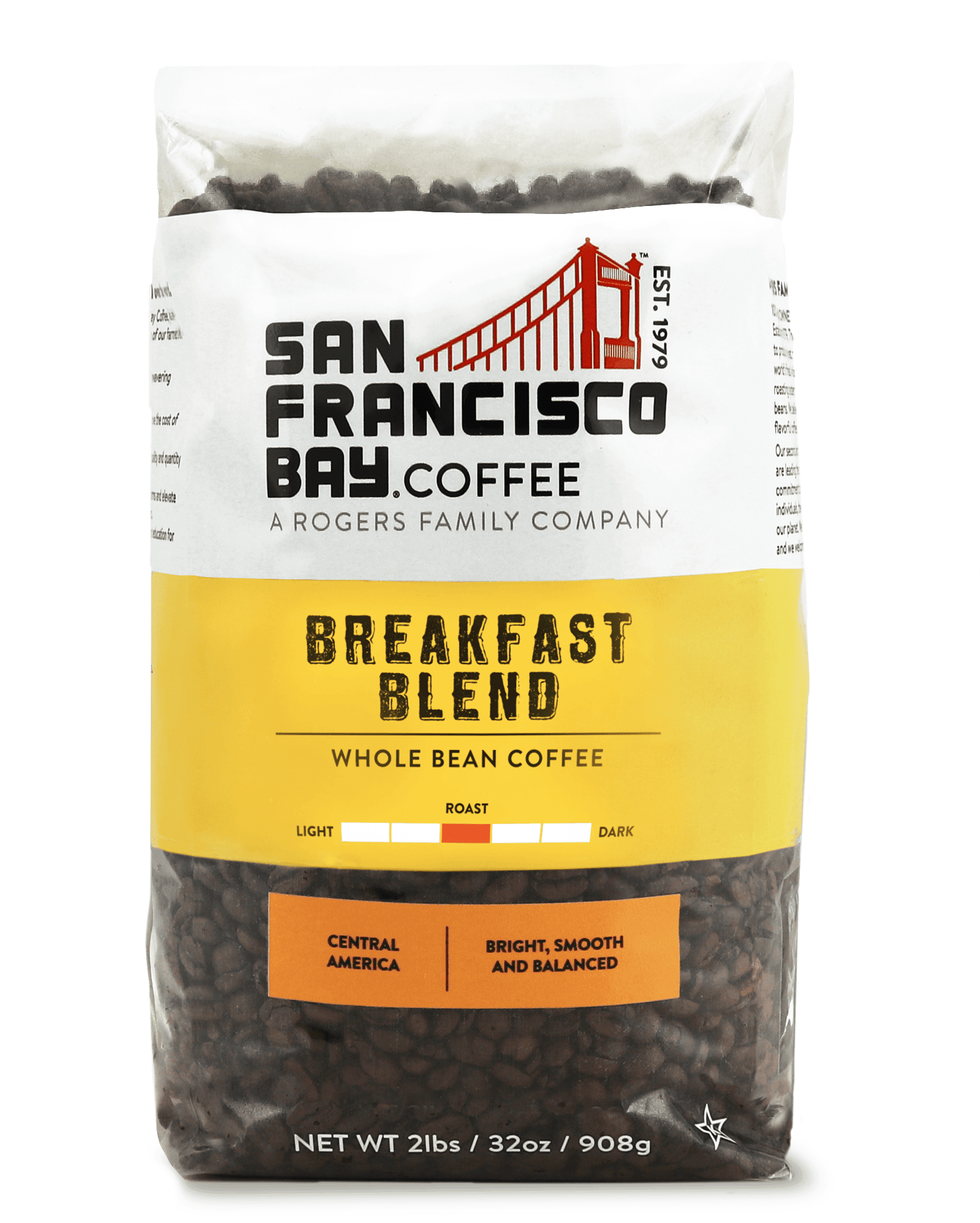 SF Bay Coffee Breakfast Blend Whole Bean Coffee, 2 lb Bag (32 oz