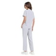 thumbnail image 7 of HKYNLAG Scrub Sets for Woman Solid Color V-Neck Short Sleeve Long Pants Nurse Uniform with Pock White M, 7 of 7