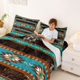 thumbnail image 3 of jejeloiu Southwestern Geometric Bed Sheets,Cowhide Pattern Full Size Sheets For Boys,Turquoise Brown,4 Pieces,1 Flat Sheet, 1 Fitted Sheet and 2 Pillowcases, 3 of 6