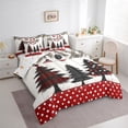 thumbnail image 3 of jejeloiu Christmas Tree Bedding Comforter Set 7pcs,Happy New Year Queen Bedding Sets,Red Black White Queen Sheet Sets For Children,Super Cozy Room Decor Reversible, 3 of 8