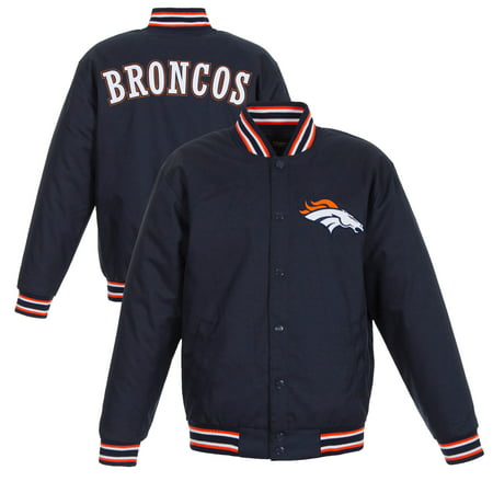 Denver Broncos JH Design Poly Twill Varsity Jacket - Navy