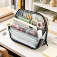 thumbnail image 6 of Standing Pencil Case with Base Large Capacity Stationery Pouch Pen Bag with Zipper for Women Men Raccoons Wearing Sun Hats, 6 of 7