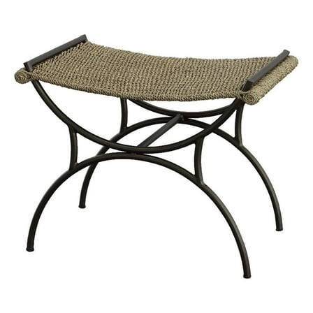 Maklaine 21" Transitional Metal Small Bench in Natural/Gunmetal