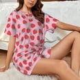 thumbnail image 6 of Bingfone Hand Drawn Strawberry Print Pajamas Sets for Women Soft Short-Sleeved Pjs with Lounge Shorts Two Piece Sleepwear, 6 of 8
