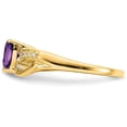 thumbnail image 3 of Solid 14k Yellow Gold Amethyst and Diamond Heart Ring - Ring Size 7.0, 3 of 8