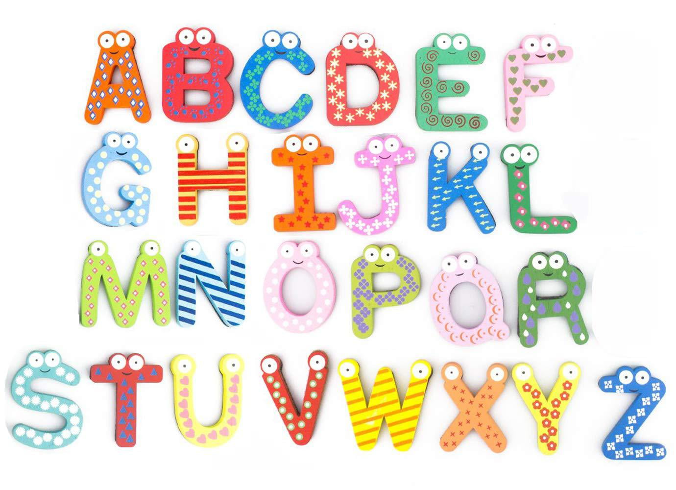 26pcs Wooden Magnet ABC Learning Alphabet Letter Magnets Fridge Child Kids Toys 