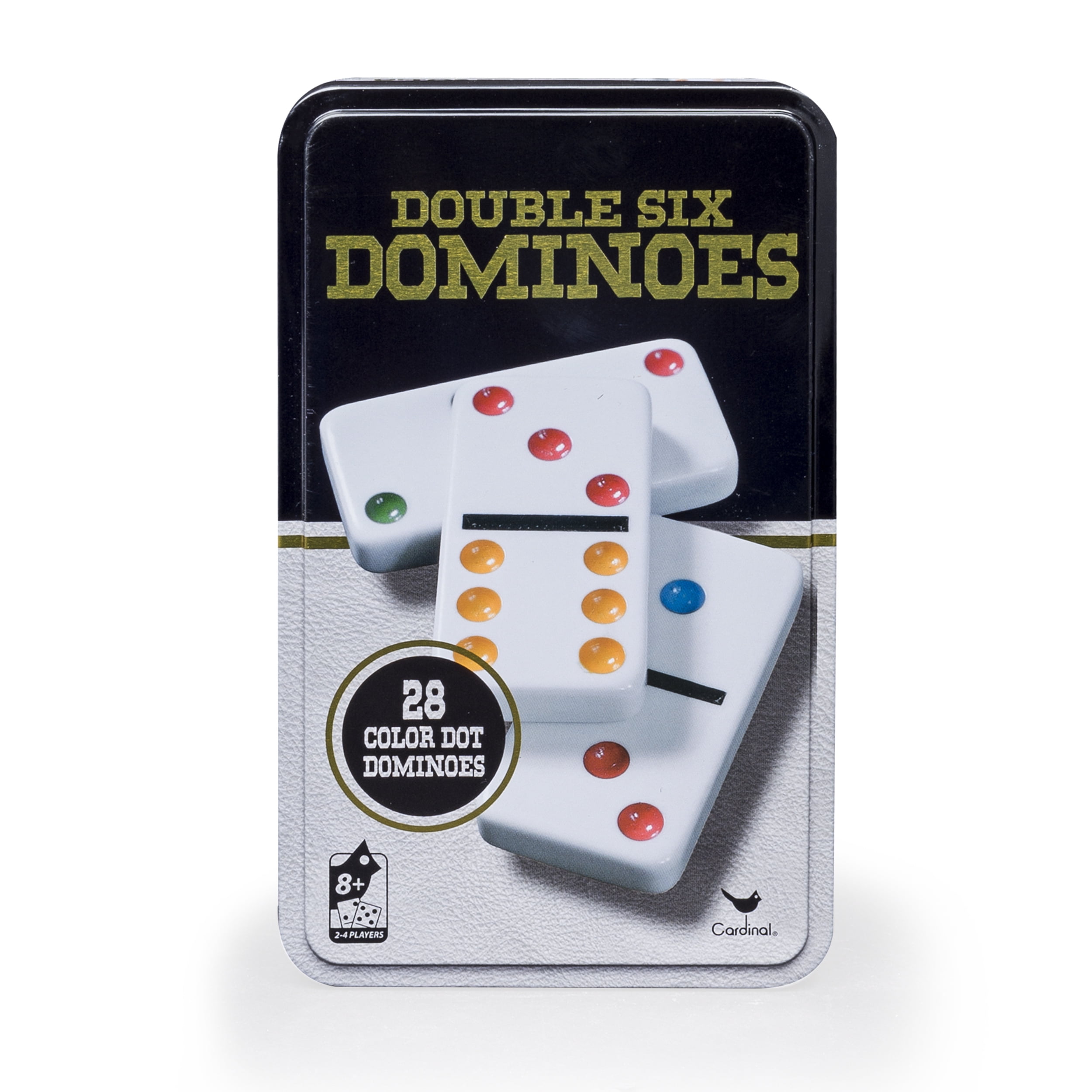 Cardinal Dominoes Double 6 Coloured In Tin 