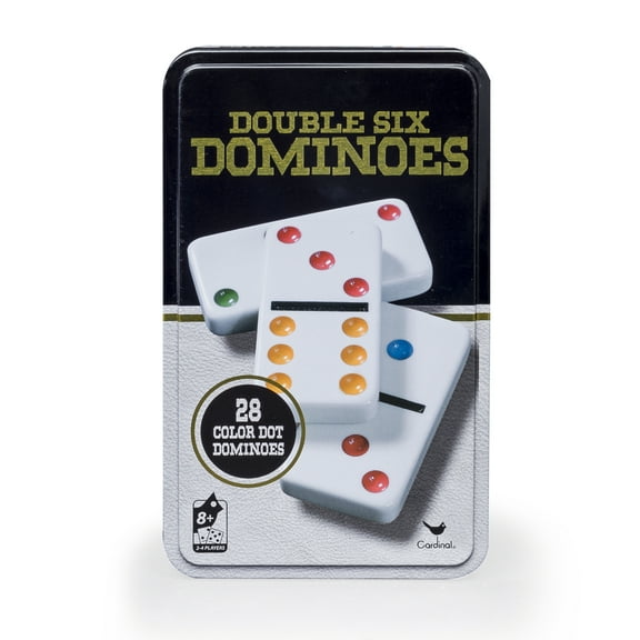 Double Six Color Dot Dominoes Game in Storage Tin