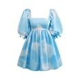 thumbnail image 4 of SAYOO Robe Femme Dos Nu Courte Princesse Robe à Bulles, Robe Mini à Manches Courtes Florale Robe Décontractée à Encolure Carrée Robe d'Été pour Femmes Robes Courtes de Rue pour Filles Robes de Plage Robes Courtes de Fée pour Adolescentes, 4 of 6