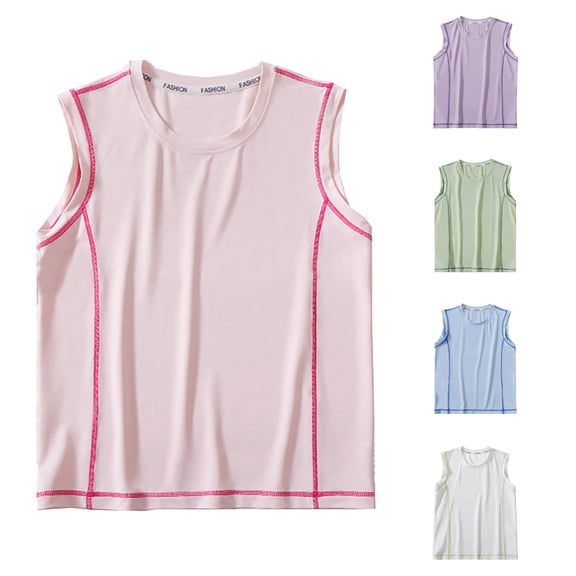 Trendfront Big Boys Minimalist Solid Tank Tops Summer Thin Breathable Sleeveless Tee Family Matching Outfits Casual Base Layer Gym Sport T Shirts