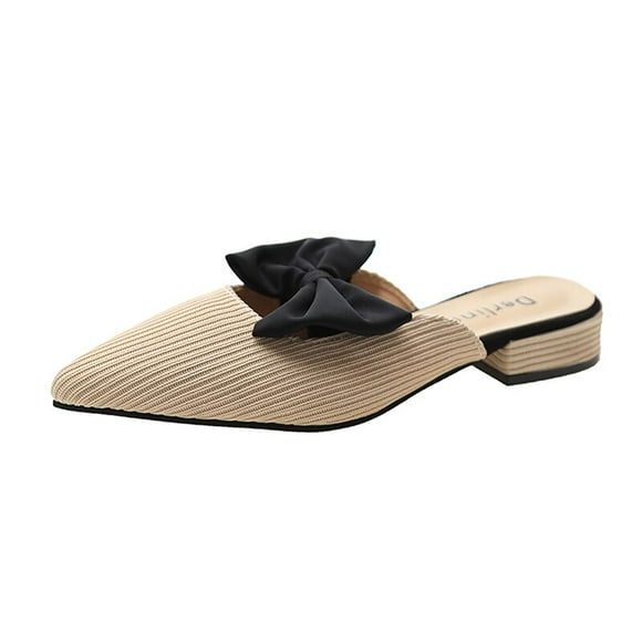 Chaussures pour femmes Baotou nœud nœud Mules femmes 2022 pantoufles décontracté talon carré pantoufles 35-39 talon bas talon épais dames pantoufles