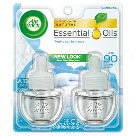 Air Wick Scented Oil 2 Refills, Fresh Linen, (2X0.67oz), same great fragrance of fresh laundry, Air (Best Smelling Air Wick Plug In)
