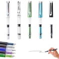 thumbnail image 1 of Fountain Pen Set – 5 Colors | 0.38mm Fine Nib | Transparent Piston-Fill Design | Durable Stainless Steel & Plastic | Ideal for Writing, Drawing, and Journaling, 1 of 7