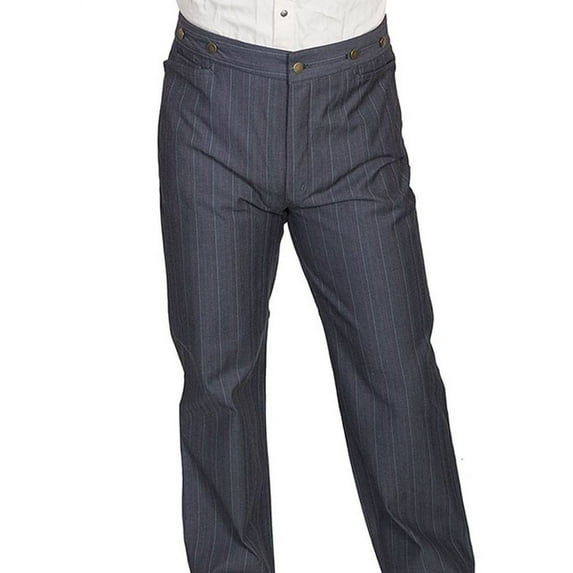 Scully Western Pants Mens Striped Suspender Buttons 36 x 36 Gray RW262