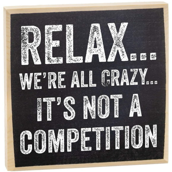 Office Decorations for Work- Relax We're All Crazy - Wooden Sign Wall Art - Little Signs with Sayings - Funny Home Decor Office Must Haves, Funny Office Signs, Desk Decor for Women - Gift for Her