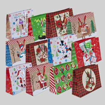 GIFT BAG XL XMAS HORIZONTAL 12AST PRINTS 12.75 X 15.75 X 6, Case Pack of 72