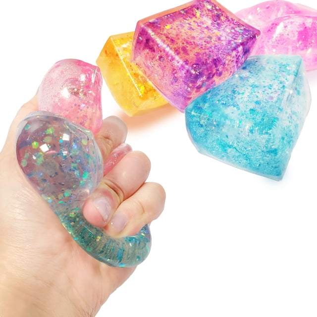 Juguetes antiestrés Glow Fever, 4 piezas, cubos de hielo con brillantina