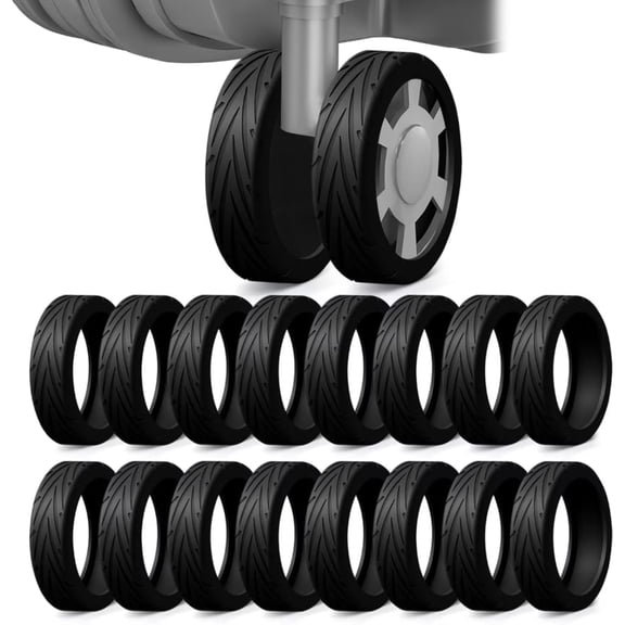 16 Pack Upgrade Luggage Wheel Covers, Silicone Protective Covers for 2-2.4" Spinner Wheel, Wear-Resistant, Anti-Noise, Travel Accessories for Carry-On Suitcases