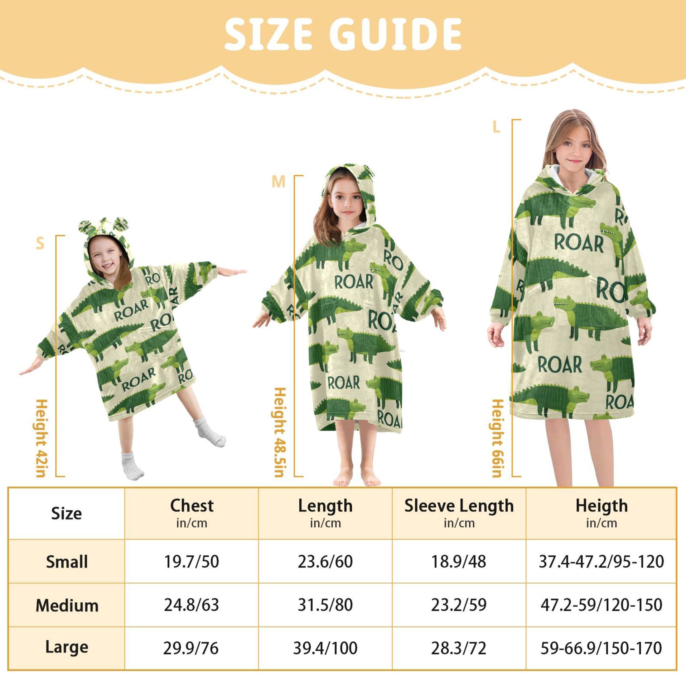 joogoo Wearable Blanket Hoodie for Crocodile Cartoon Oversized Sherpa Hooded 3-14 YR M
