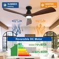 thumbnail image 3 of 52-Inch Low Profile Flush Mount Ceiling Fan with Light - Walnut 3-Blade, Remote APP Control, Dimmable ＆ Timer, Ultra Quiet DC Motor, Hanging Fan for Indoor/Outdoor Use, 3 of 10