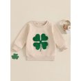 thumbnail image 2 of aturustex Little Girls Boys Irish Day Sweatshirts 3M 6M 12M 18M 2T 3T Toddler Baby Clover Embroidery Pullovers Long Sleeve Hoodies Crew Neck Jumpers I Fashion Casual Cute Spring Fall Clothes, 2 of 7