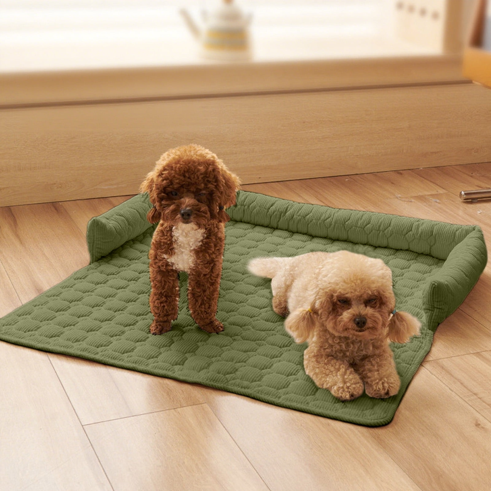 Plush Pet Sofa Bed Cushion Solid Color - Soft Sleeping Nest for Cats Dogs with Stay-in-Place Base, Machine Washable Cover Floor Sofa Furniture Protector