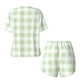 thumbnail image 5 of Naloa Pistachio Green Checkboard Women's Short-Sleeved Pajama Set, Loungewear, Summer pajamas, Breathable Cozy - XX-Large, 5 of 9