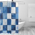 thumbnail image 2 of Yayeee Shower Curtain with Hooks 72"x72" Waterproof Fabric Bathroom Hanging Decor, Blue and Gray Plaid Pattern, 2 of 5