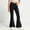 A291 Black, variant on Girls Flared Pants Bell Bottoms Chino Slim Fit High Waisted Stretch Trousers Flattering Fashion Everyday Street Wear