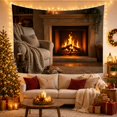 thumbnail image 3 of Stone Fireplace in a Golden Firelit Nook, Peaceful Rustic Style for Book Lovers, Fireside Home Decor, Housewarming Gift, Tapestry Wall Hanging for Bedroom and Living Room, 3 of 7