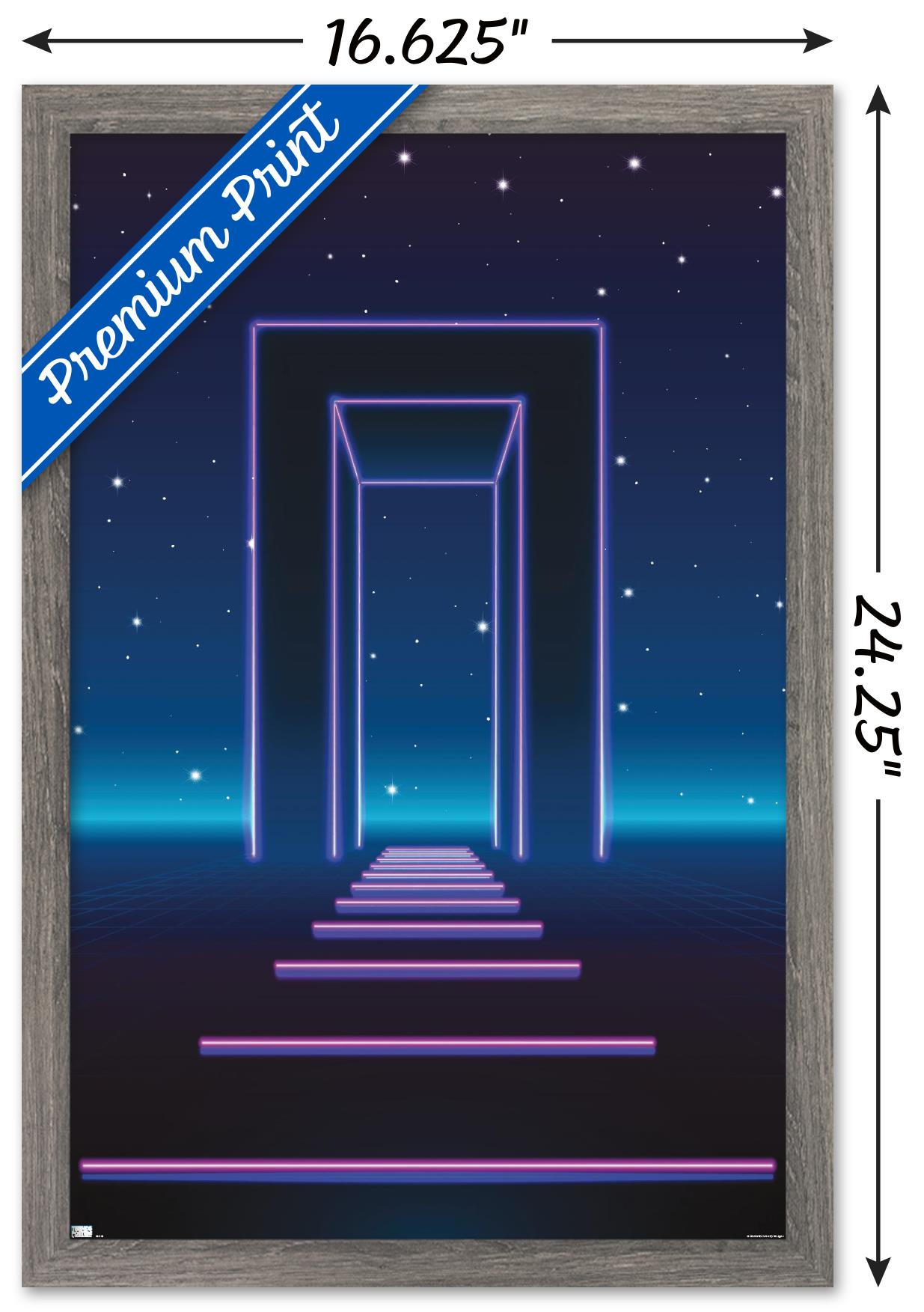 Geometric Neon Wall Poster, 14.725" x 22.375", Framed