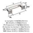 thumbnail image 6 of Amerock Lintel 3 inch (76mm) Center-to-Center Polished Nickel Cabinet Pull, 6 of 7