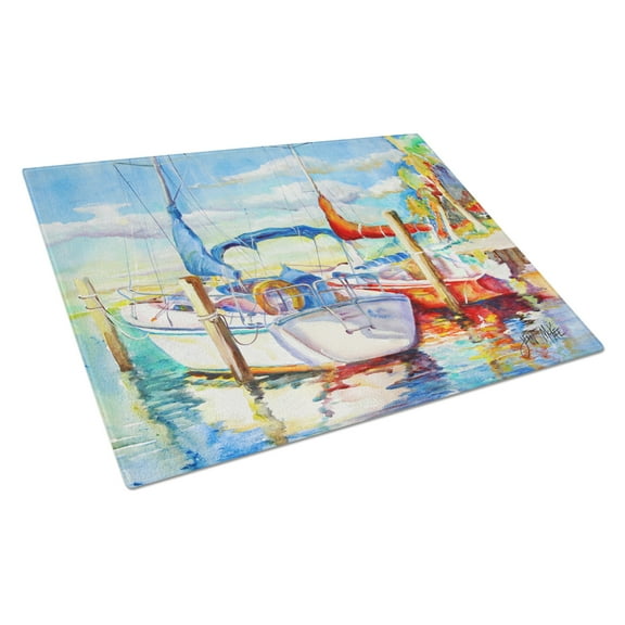 Caroline's Treasures Towering Q Sailboat Glass Cutting Board Large