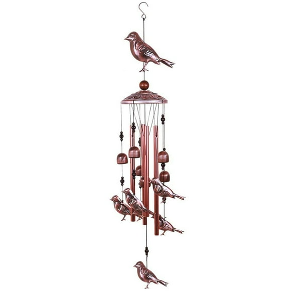 Wind-bell Bird Wind Chimes 4 Aluminum Tubes 6 Bells 7 Birds Windbells for Indoor Outdoor Decoration