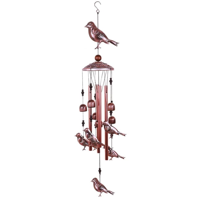 Carillón de viento Campanas de viento para pájaros 4 tubos de aluminio 6 campanas 7 campanas para pájaros para decoración interior y exterior Tomshoo Carillón de viento