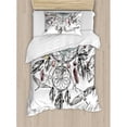 thumbnail image 3 of Ethnic Duvet Cover Set Queen Size, Collect Your Happy Dreams Quote with Dreamcatcher and Butterflies Aztec Pattern, Decorative 3 Piece Bedding Set with 2 Pillow Shams, Multicolor, by Ambesonne, 3 of 3